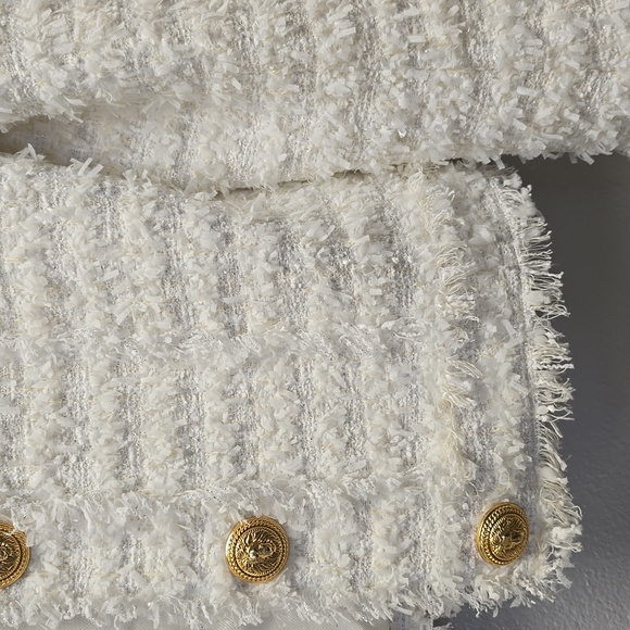 Balmain White Tweed Jacket 38/M - Picture 3 of 8